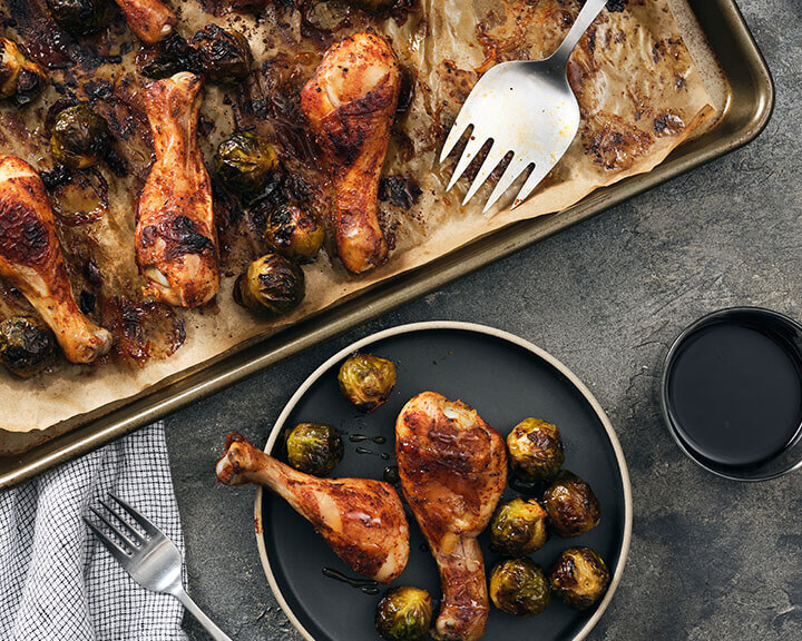 30 Minute Meal Recipes, Hot Honey Drumsticks and Brussel Sprouts from Metropolitan Market