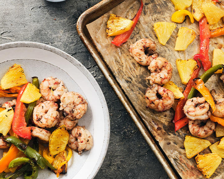 30 Minute Meal Recipes, Jerk Shrimp, Bell Peppers, and Pineapple from Metropolitan Market