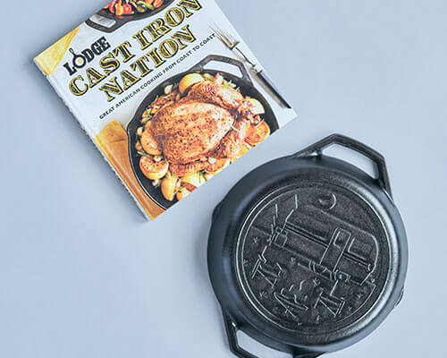 Lodge Wanderlust Cast Iron Pan and Cast Iron Nation Cookbook