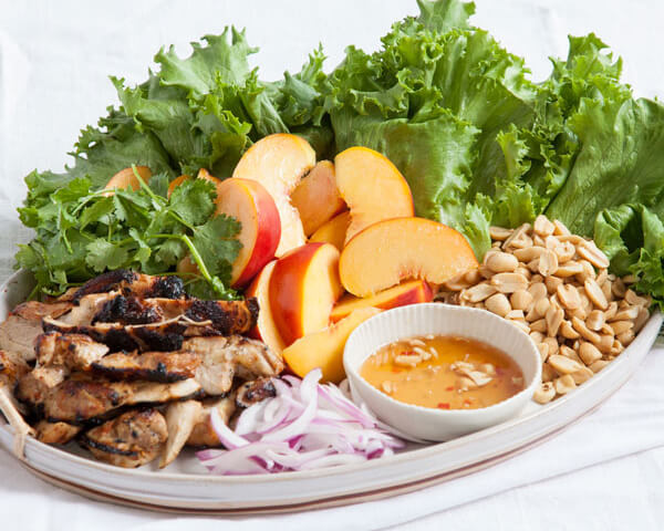 pork peach peanut lettuce wraps