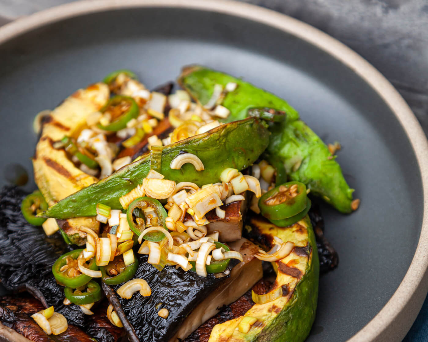 grilled avocado and portobello salad