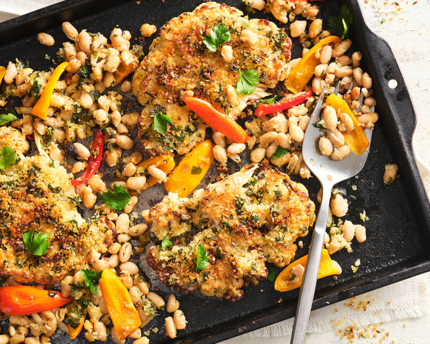 sheet pan crispy cauliflower steak