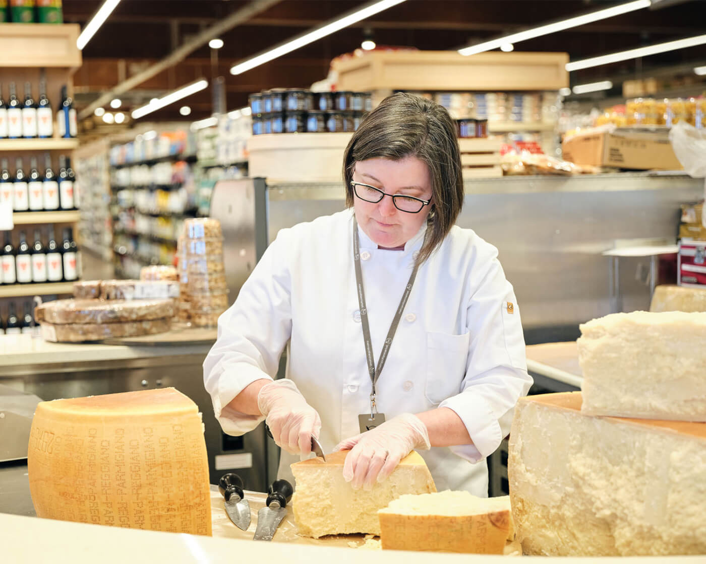 kim martin cutting parmesan