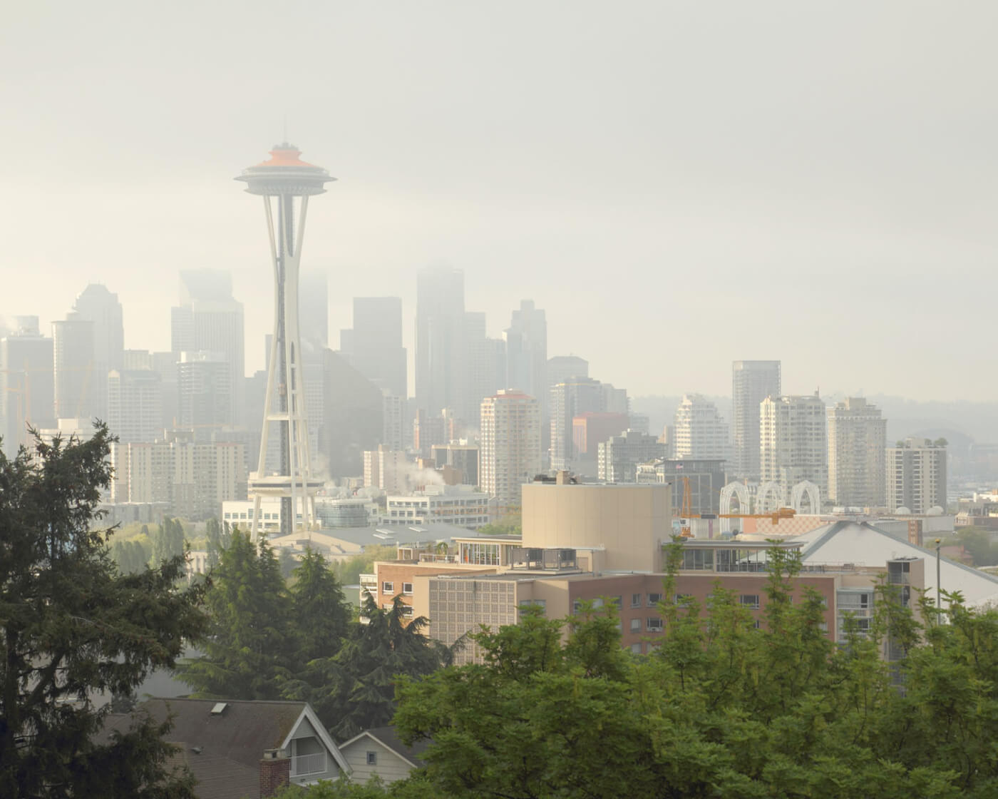 foggy picture of Seattle skyline