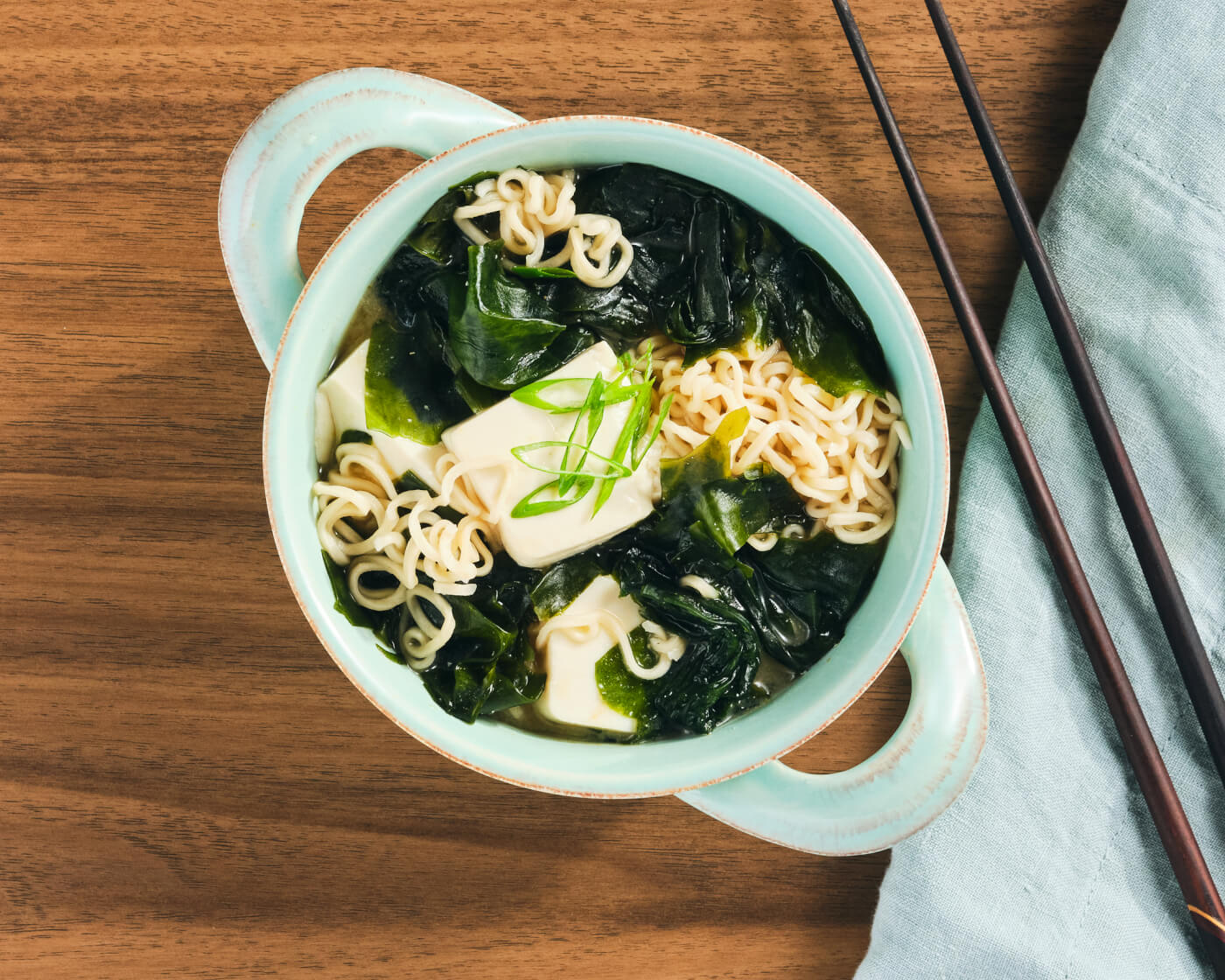 Miso Ramen with Soft Tofu and Sea Greens